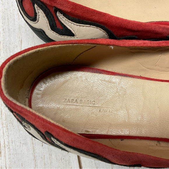 Zara Western Colorful Embroidered Flats Pointed Toe Size 38 (US Size 7.5) - Picture 4 of 7